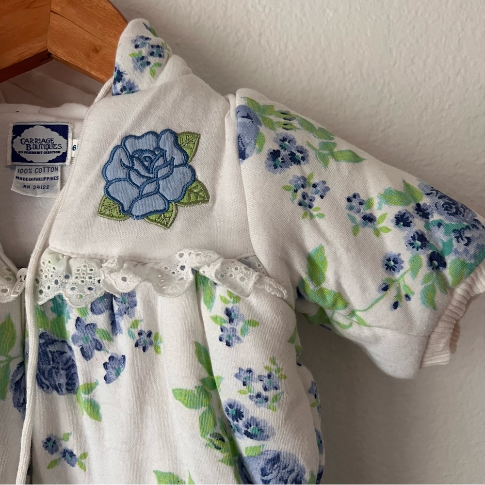 Vintage Carriage Boutiques Baby Girl Floral Snow Suit Sz 6m - Picture 2 of 5